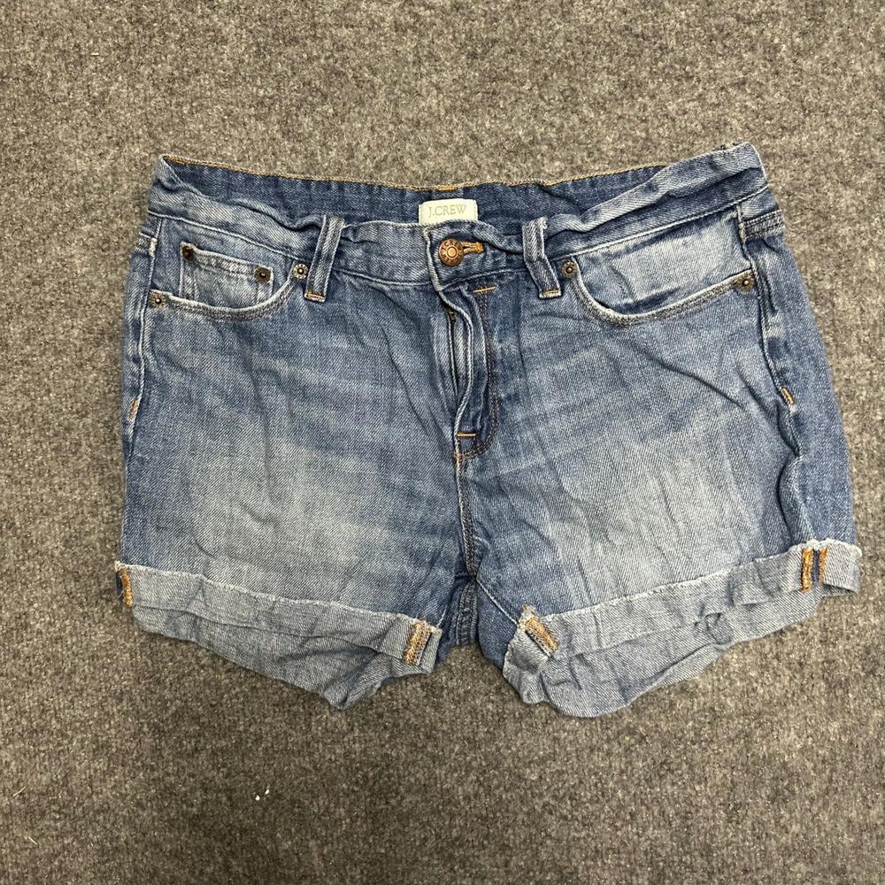 J.Crew Denim Shorts Womens Size 27 Blue Cotton Cuffed Boyfriend Casual E8819